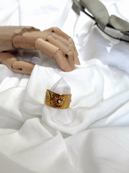 ANILLO ACERO PLANO ESTRELLAS