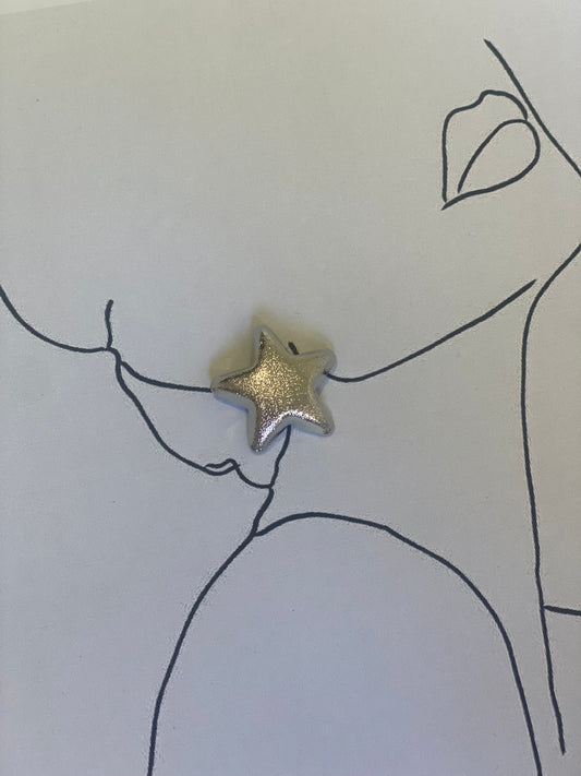 PENDIENTE BOTON ESTRELLA PLATEADO