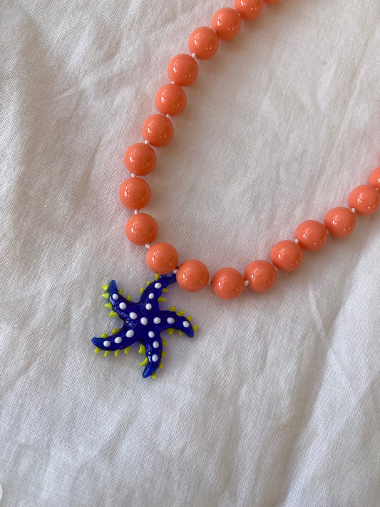 COLLAR BOLAS SALMON ESTRELLA AZUL