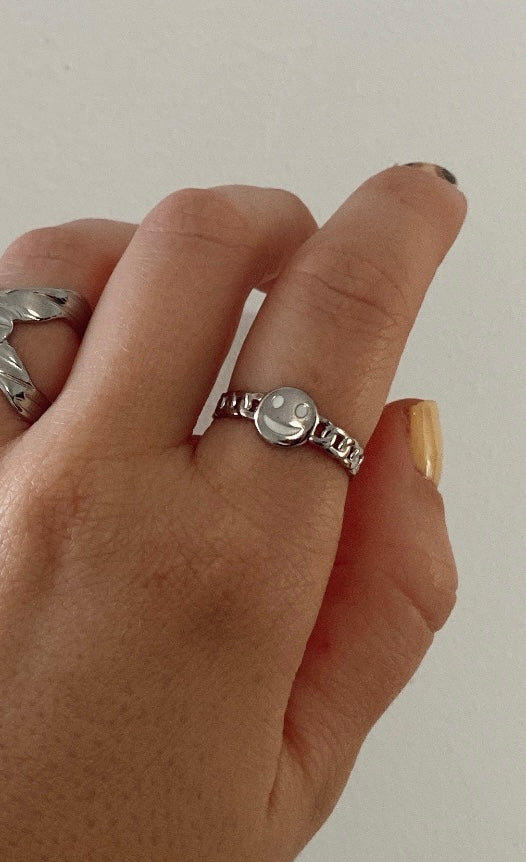 ANILLO ACERO PLATEADO SMILE