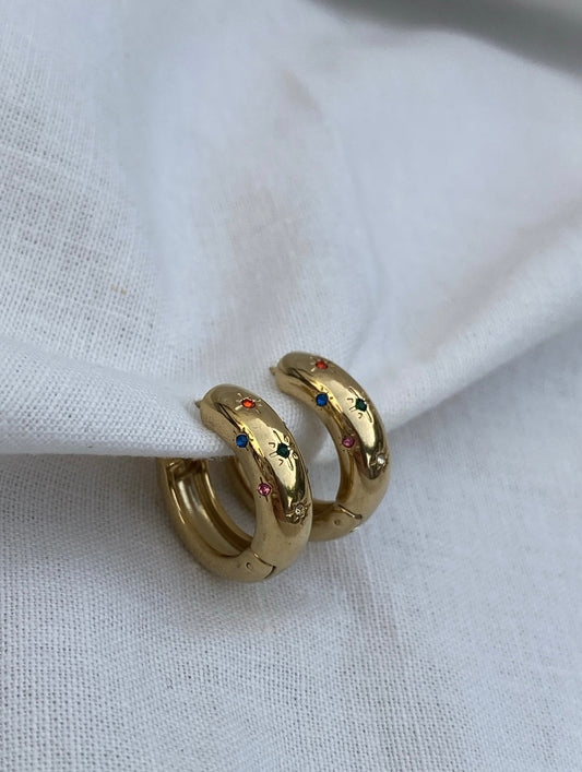 AROS ACERO PIEDRITAS COLORES