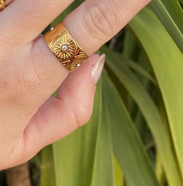 ANILLO ACERO PLANO ESTRELLAS