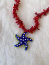 COLLAR IBIZA CORAL ROJO ESTRELLA AZUL